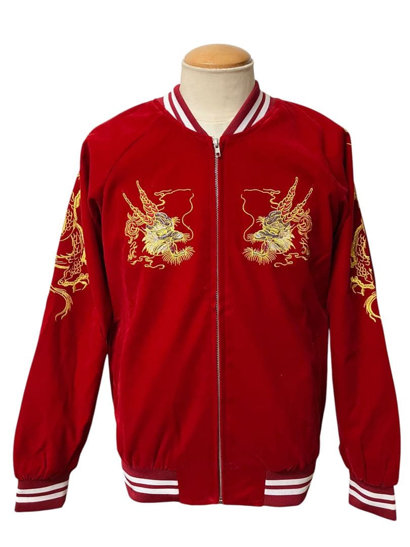 山*之様 美品 ビンテージ 別珍 スカジャン L相当 龍 ベロア メンズ xpv