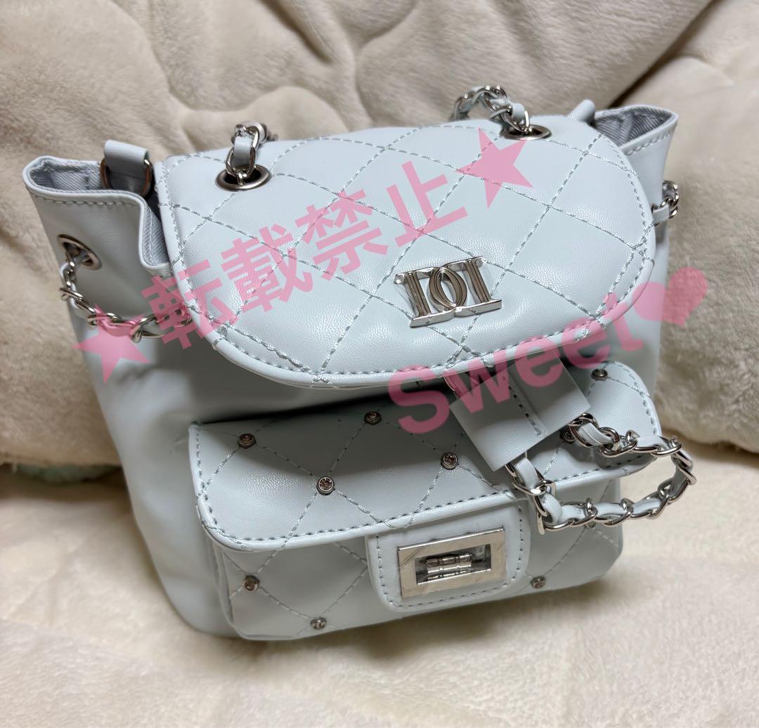 【最安値】ダーリッチ キルティングビジュー ミニリュック サックス