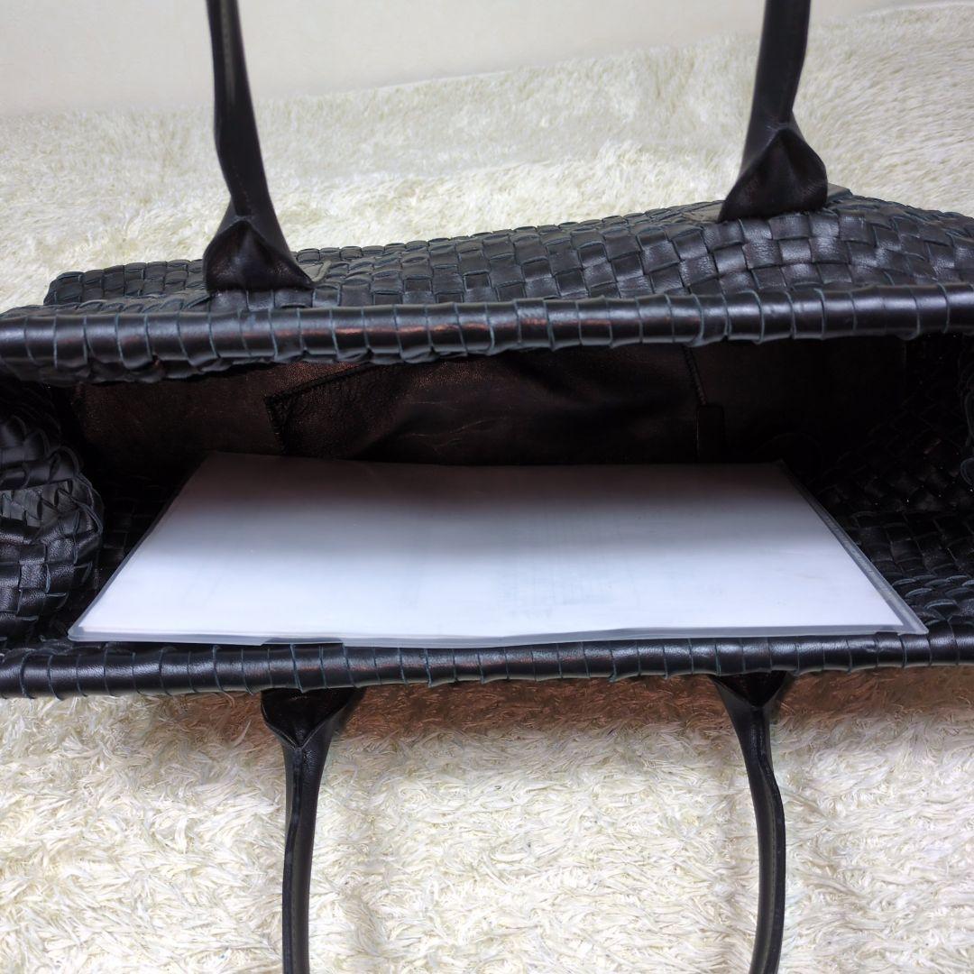 ファロルニ ボストンバッグ イントレチャート レザー ブラック