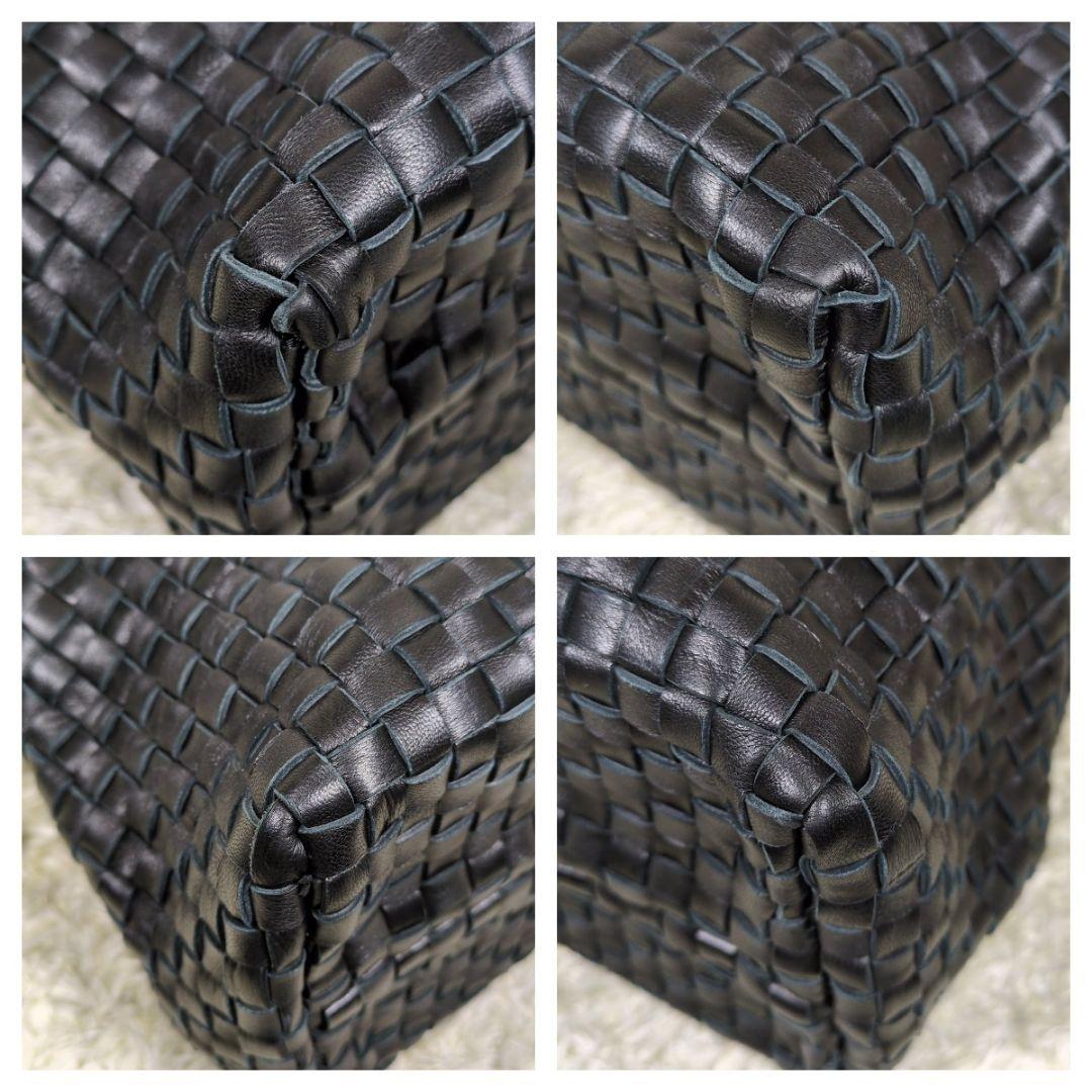 ファロルニ ボストンバッグ イントレチャート レザー ブラック