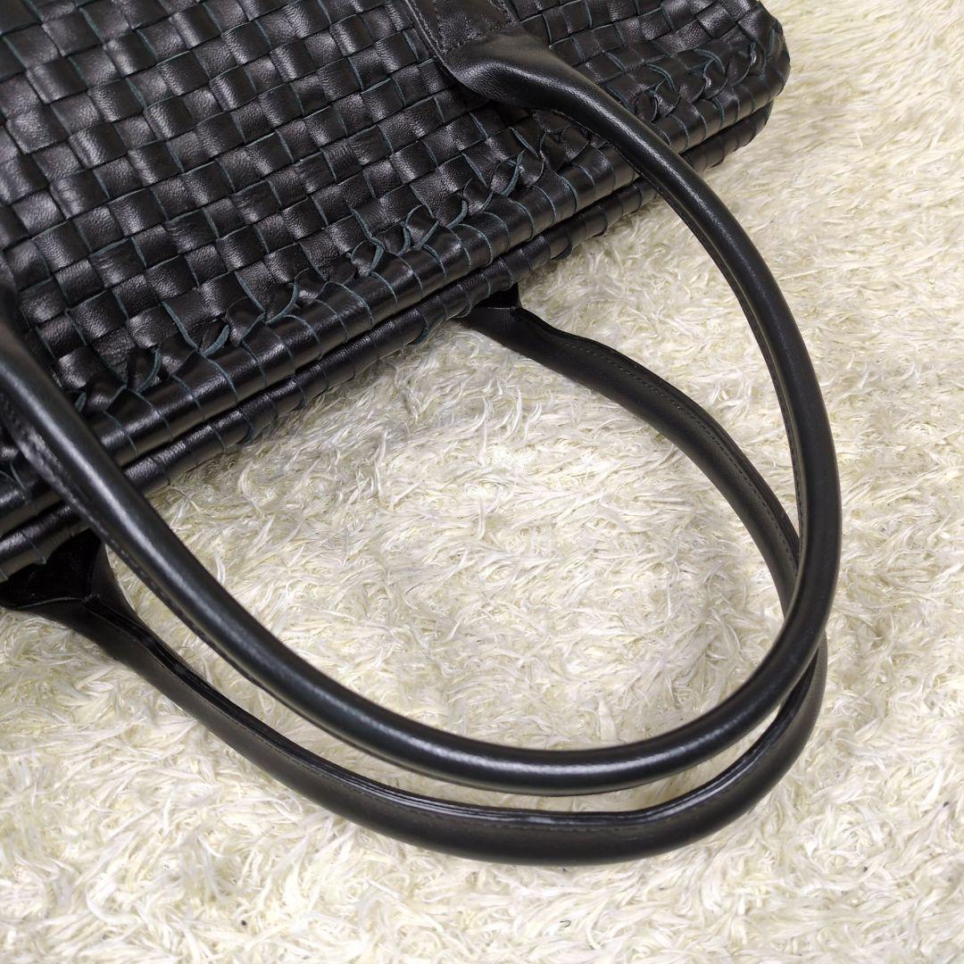 ファロルニ ボストンバッグ イントレチャート レザー ブラック