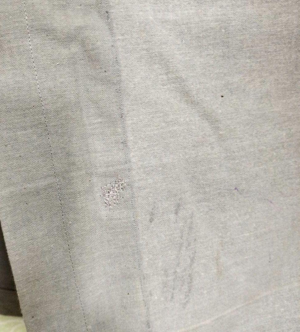 ハンドメイド　割烹着　藍染リメイク　半纏リメイク　印半纏　グレー　家紋