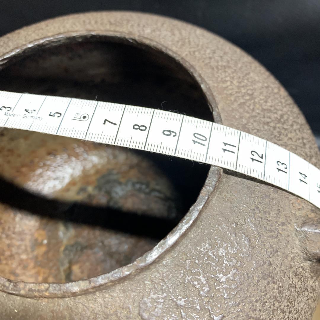 当時物 茶道具 唐銅鬼面風炉釜 丸釜 昭和レトロ アンティーク 骨董品