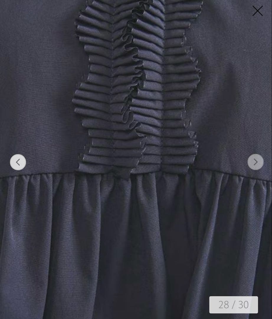 一度着用のみ　ユナイテッドアローズ タックフリルVネックハーフスリーブブラウス