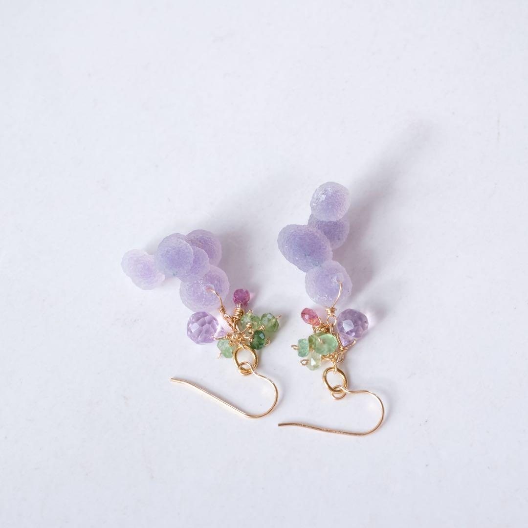 マルモ 希少！14kgfグレープアゲートピアス