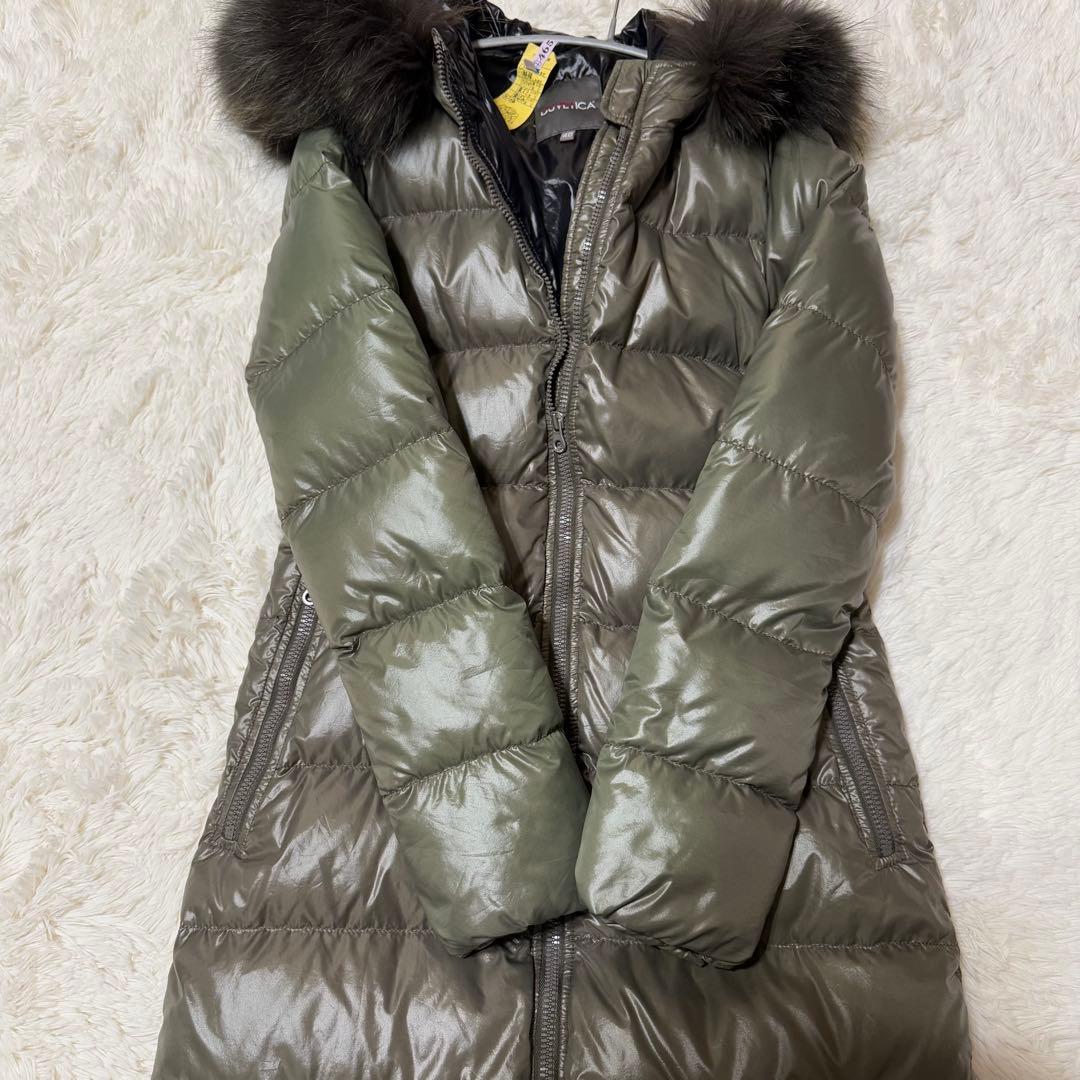 DUVETICA オリーブグリーン ロングコート ダウン　リアルファー付き