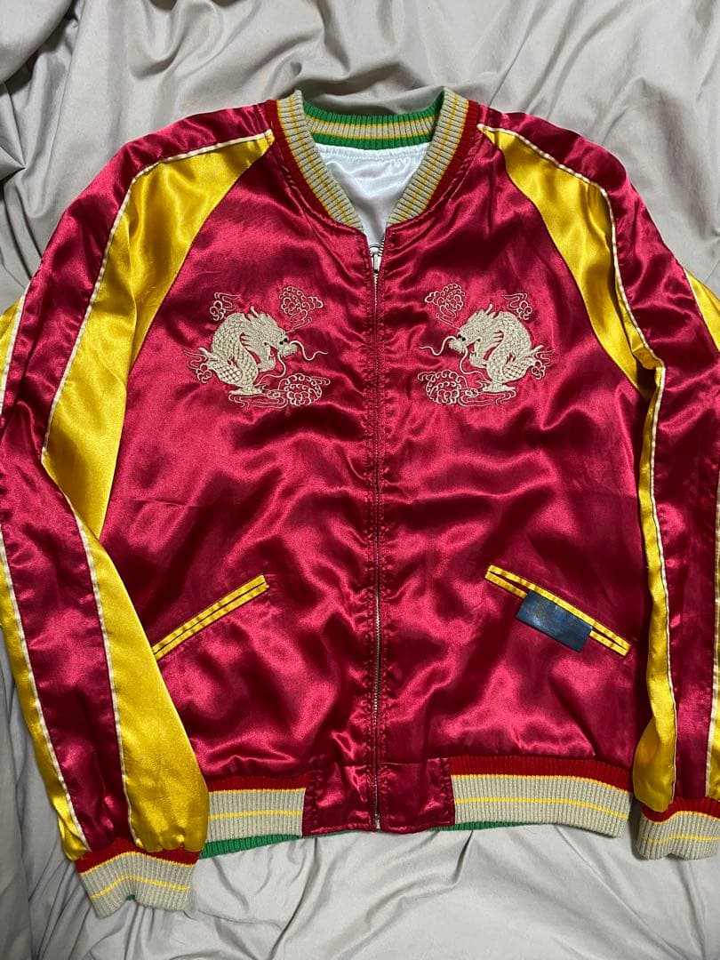 DRAGON 日本限定 スカジャン 龍虎 サテン vintage 2面使う