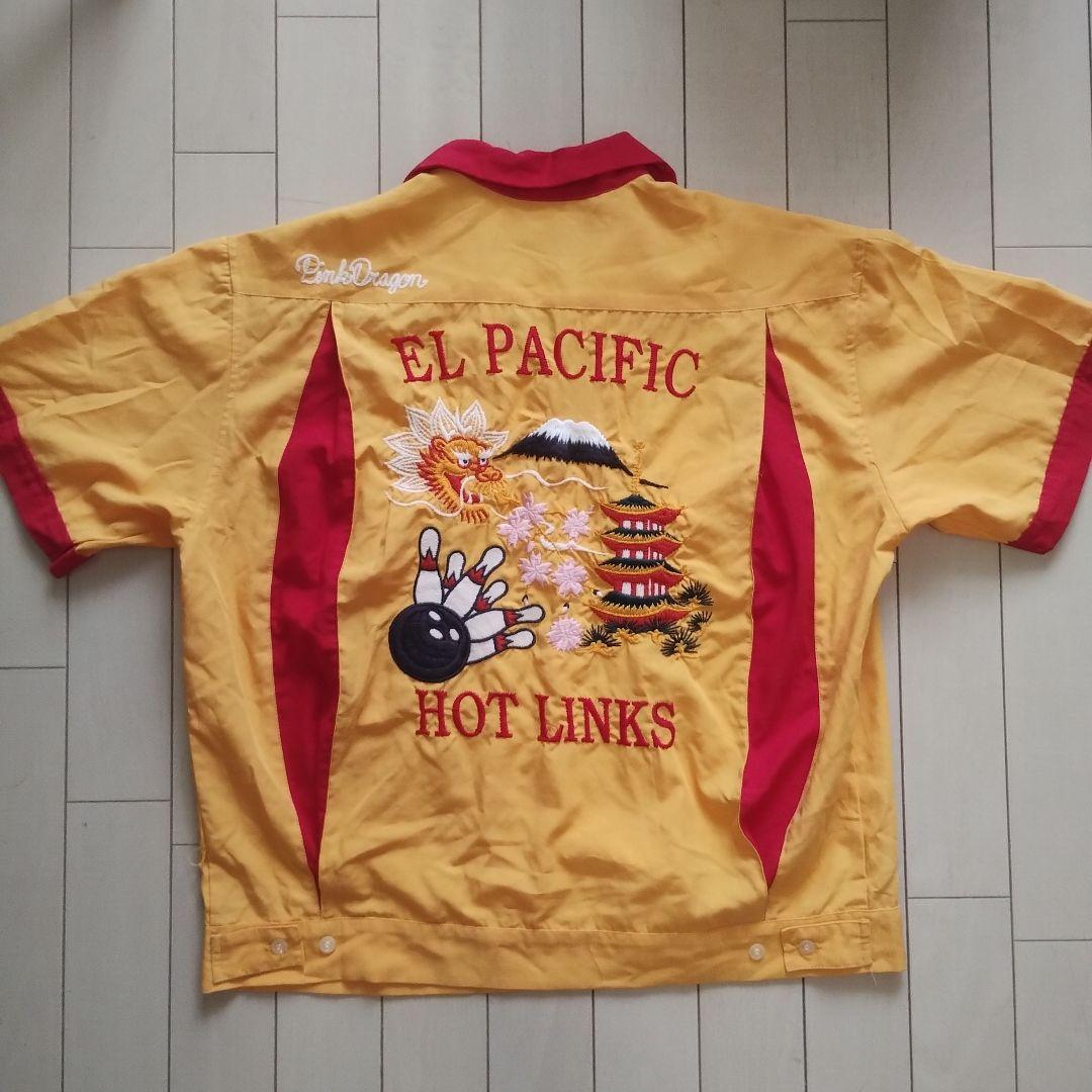 90's PINK DRAGON ピンクドラゴン日本製ボウリングシャツ