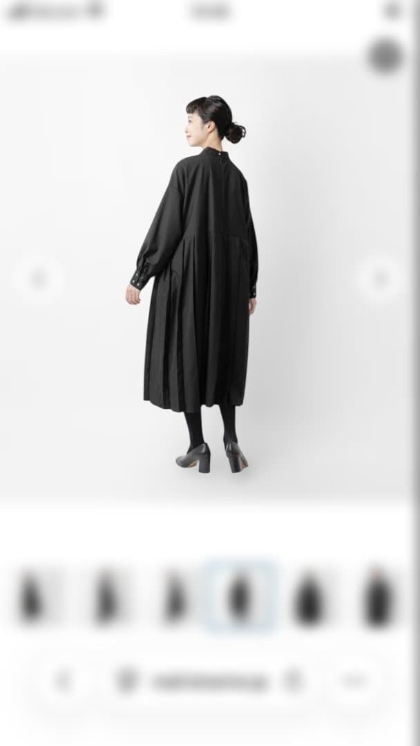 ina aranciatoクリアーツイル ウエスト 切替ワンピース　チャコール