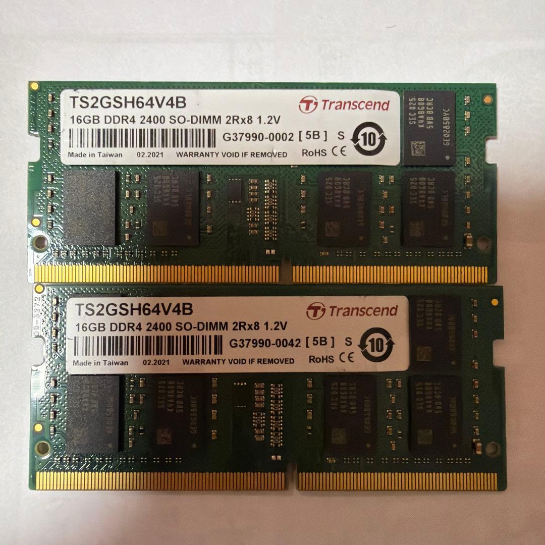 Transcend 16GB DDR4 2400MHz 2枚32GB