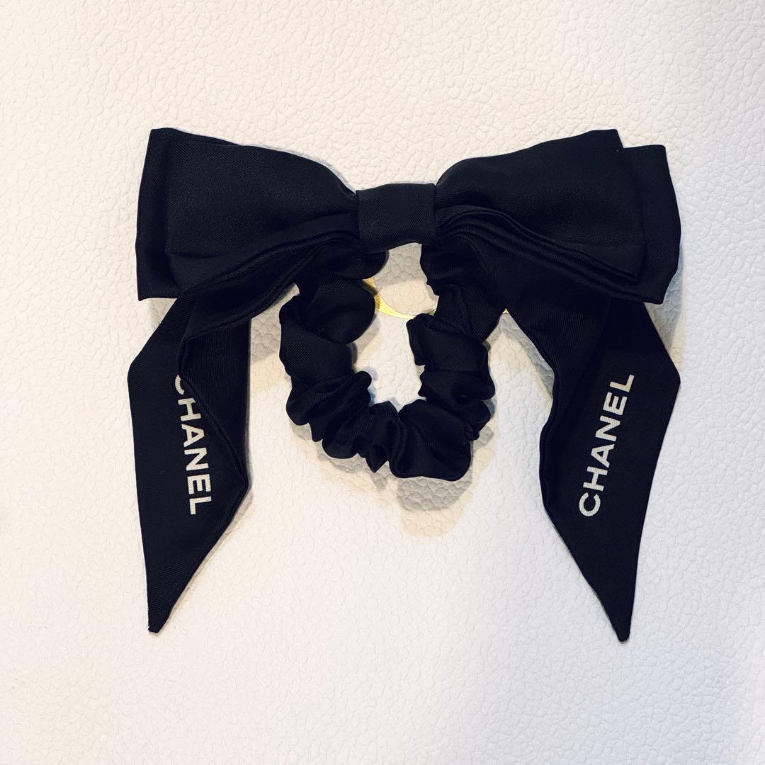 CHANEL シャネル リボン付きヘアゴム シュシュ ココ