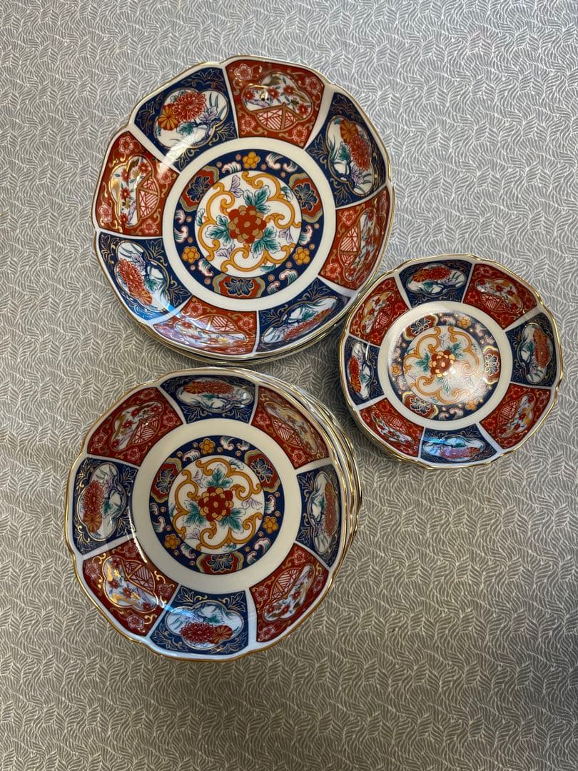 松*樹様 古伊万里　膾皿　金彩赤絵　15枚セット