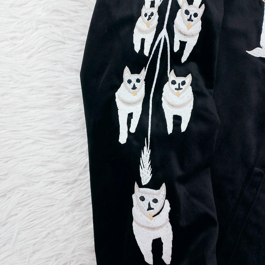 【希少】HOUSTON アラスカジャン L 黒 別珍 4点刺繍 ALASKA