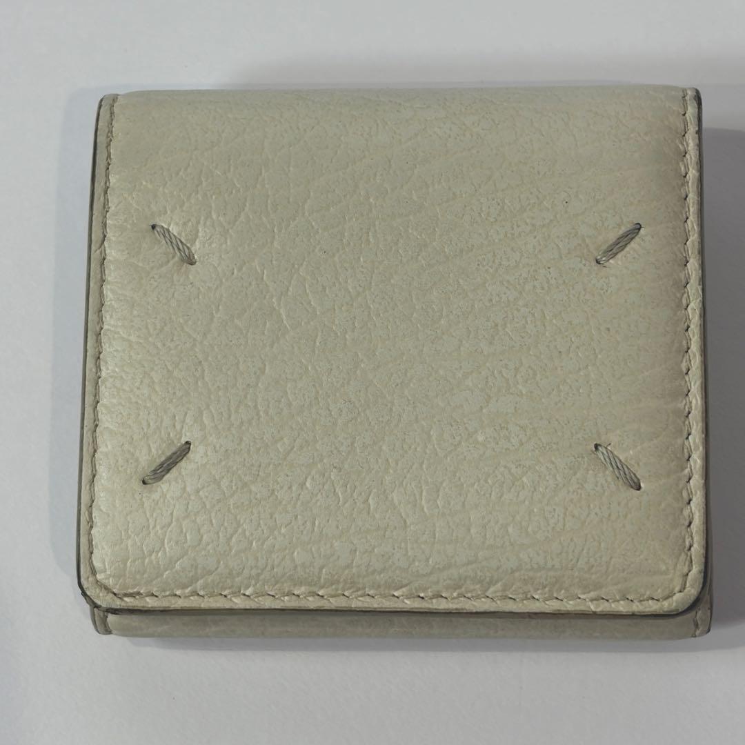 メゾンマルジェラ 11 レザー 三つ折り財布 4ステッチ アイボリー 付属品完備