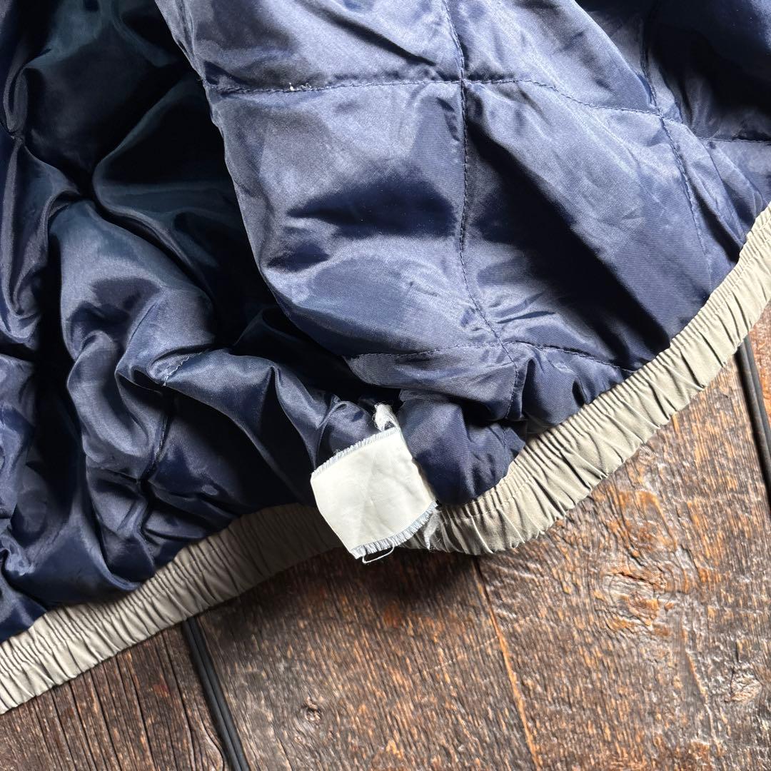 古着　中綿入り　ドリズラージャケット　短丈ブルゾン　切り替え襟ライトベージュL.