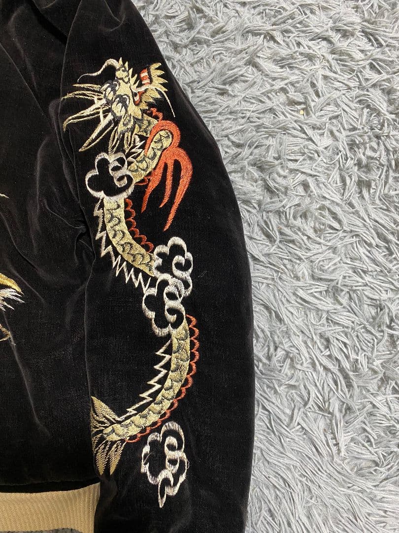 超スペシャル　５０ｓ　ヴィンテージ　スカジャン　中綿 黒 別珍 虎 鷲