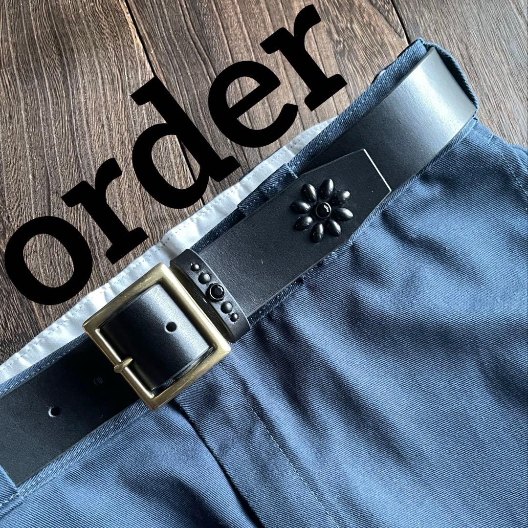 オーダー品ディッキーズ874専用スタッズベルト　フラワー　ダール　クロムエクセル