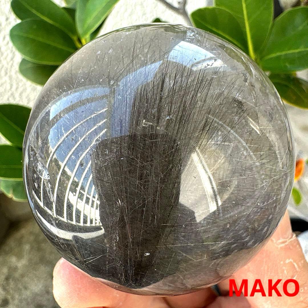 M1806☆ルチルクォーツ丸玉62mm328g☆天然石　原石☆N50807-B