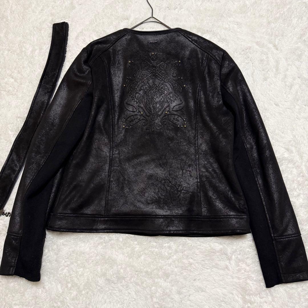 Desigual ダブルライダース ジャケット 異素材 スタッズ ロゴ 2way