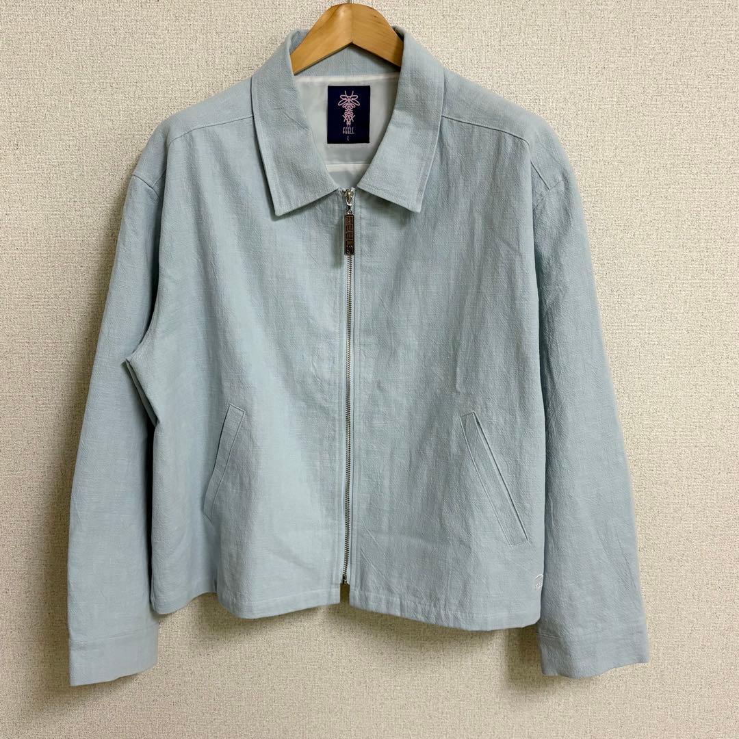 feels. 上杉柊平　リネンジップジャケット　ブルー　L