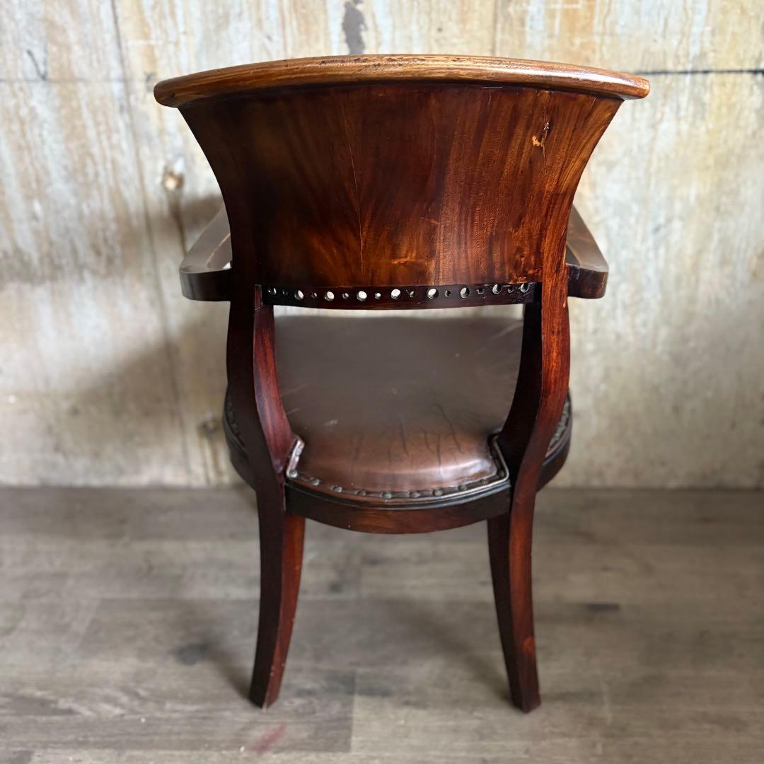 エスニックスタイル　レザーシート アームチェア ヴィンテージ　①