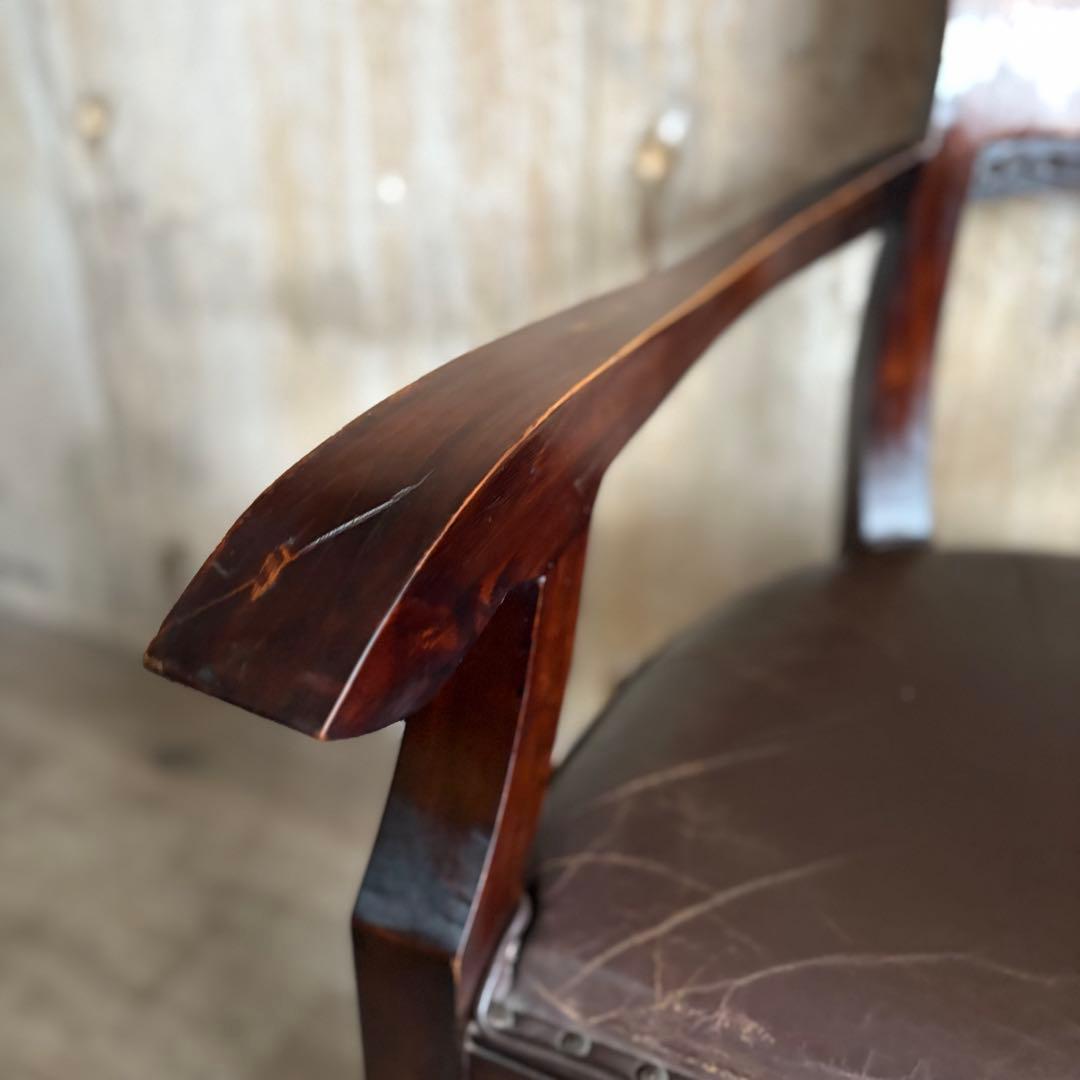 エスニックスタイル　レザーシート アームチェア ヴィンテージ　①