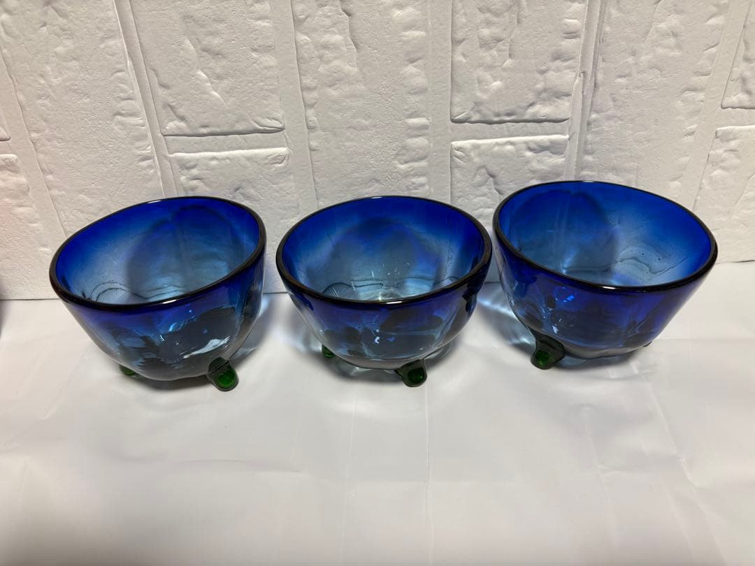 【稲嶺盛吉】琉球ガラス　小鉢3点セット