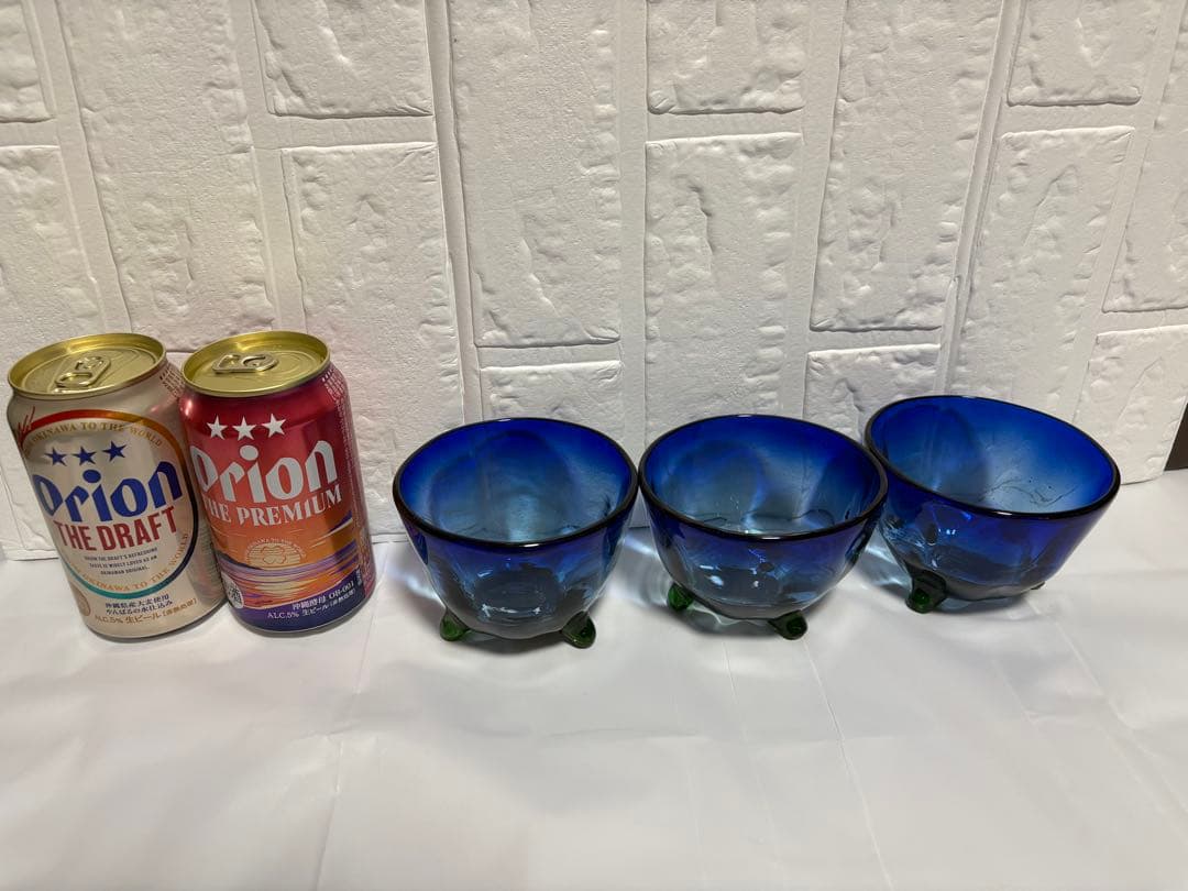 【稲嶺盛吉】琉球ガラス　小鉢3点セット