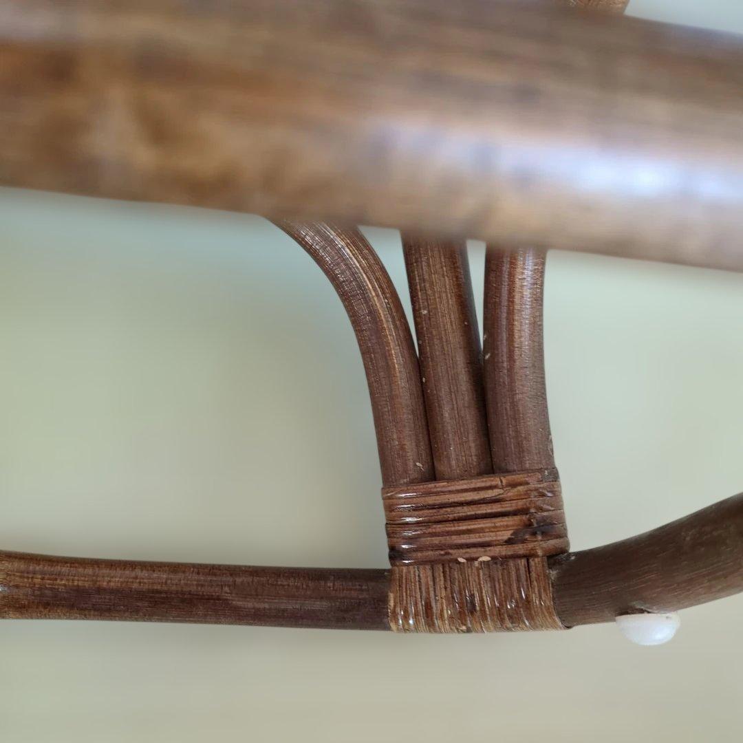 美品ラタン 籐 座椅子 クッション、ビニ−ル付き2脚セット