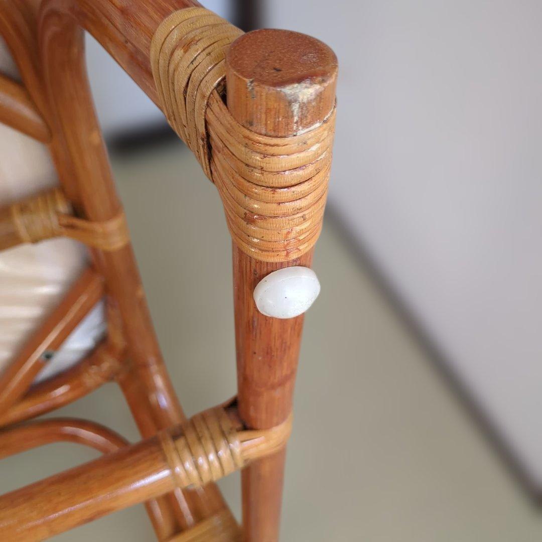 美品ラタン 籐 座椅子 クッション、ビニ−ル付き2脚セット