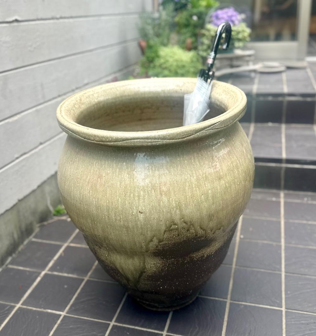 再値下げ　新品　信楽焼　傘立て　大壺　窯変　手造り　高さ60cm　新築祝　開店祝