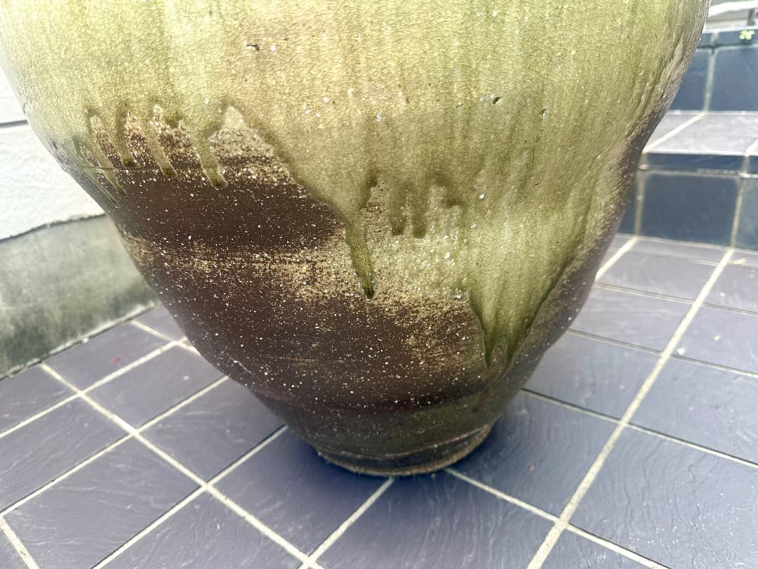 再値下げ　新品　信楽焼　傘立て　大壺　窯変　手造り　高さ60cm　新築祝　開店祝