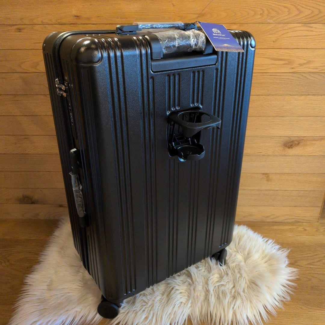 キャリーケース L ブラック黒 88L 耐衝撃 TSA カップホルダー USB