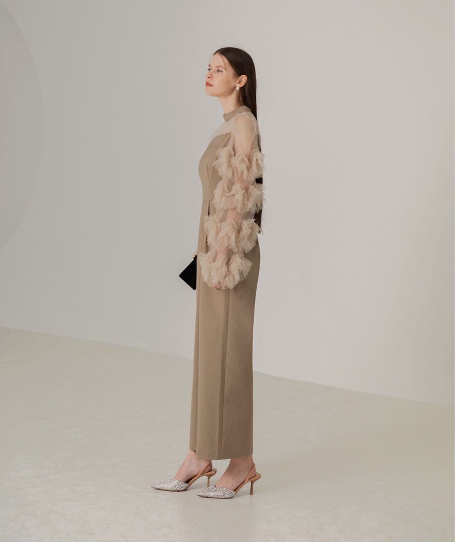 【LEJA】ボリュームチュールスリーブオールインワンパンツドレス Mサイズ