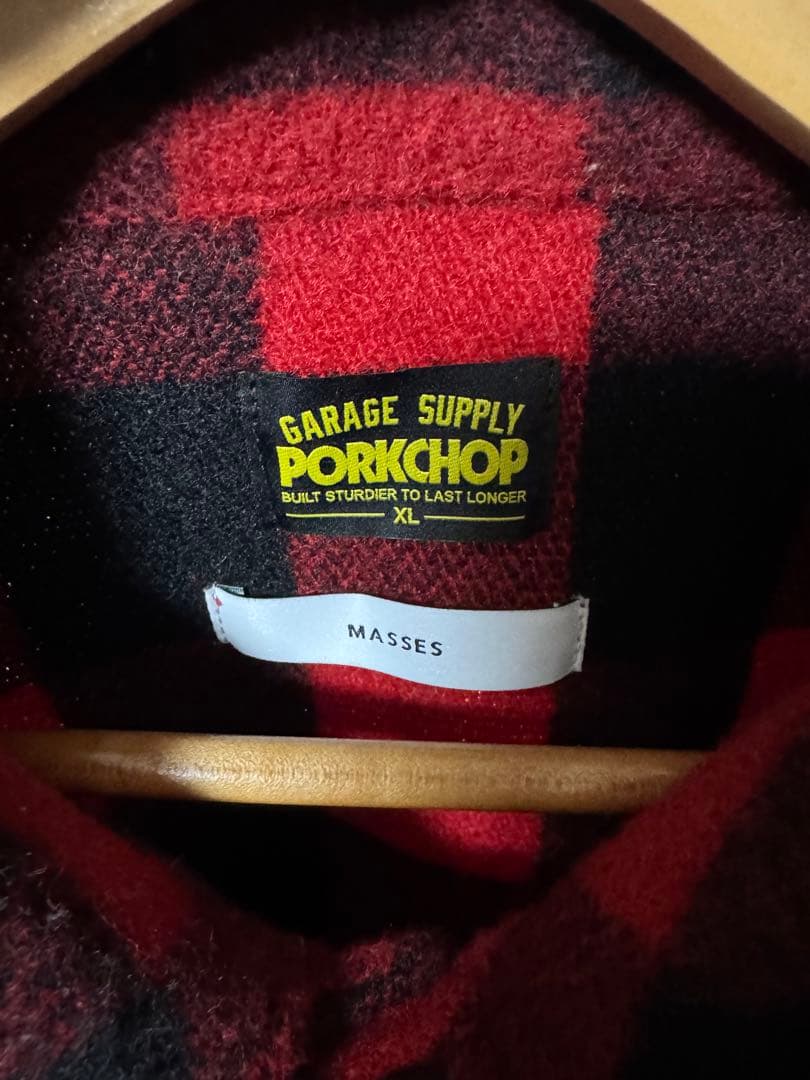 masses PORKCHOP XL レッド/ブラックチェックバッファローシャツ