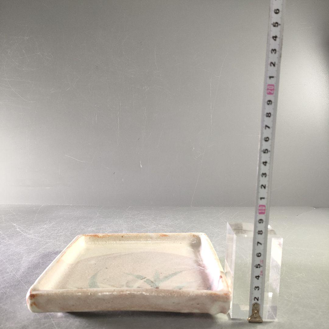 A1229-4/志野焼/仙山窯/安藤日出武/唐草文足付四方皿5客/飾皿/懐石道具