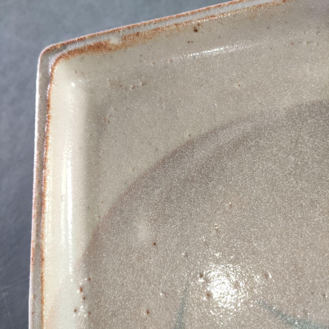 A1229-4/志野焼/仙山窯/安藤日出武/唐草文足付四方皿5客/飾皿/懐石道具