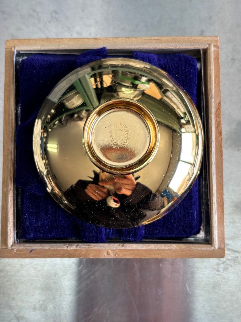 菊紋 金杯 木箱付 24KGP 金メッキ 表彰 記念品 昭和レトロ