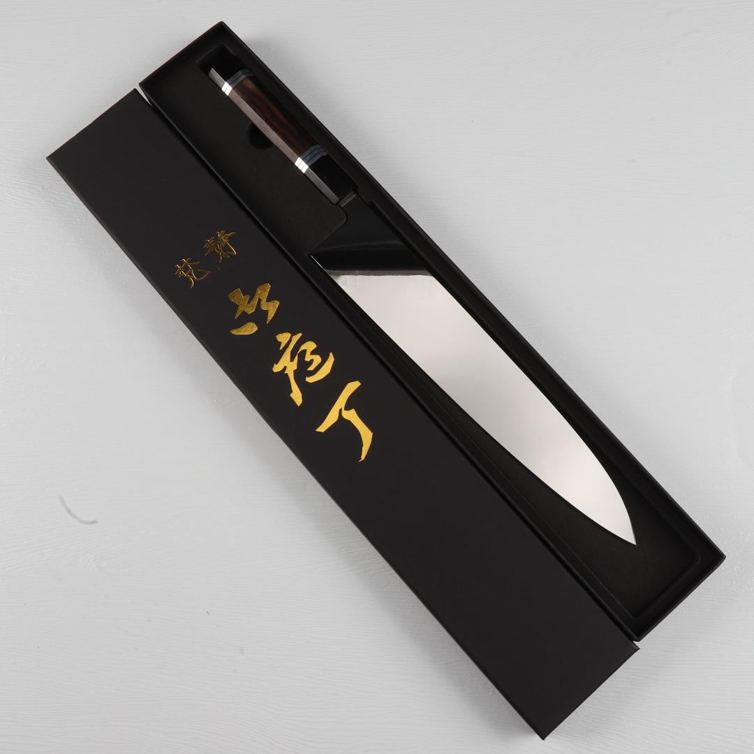 7643 大牛刀 尺 ウルトラ鏡面仕上げ 刺身包丁 両刃包丁 黒檀黒水牛角八角柄