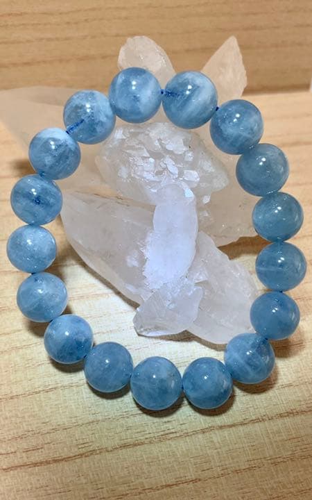 ★希少★ 非加熱ディープアクアマリン　天然色　ブレスレット