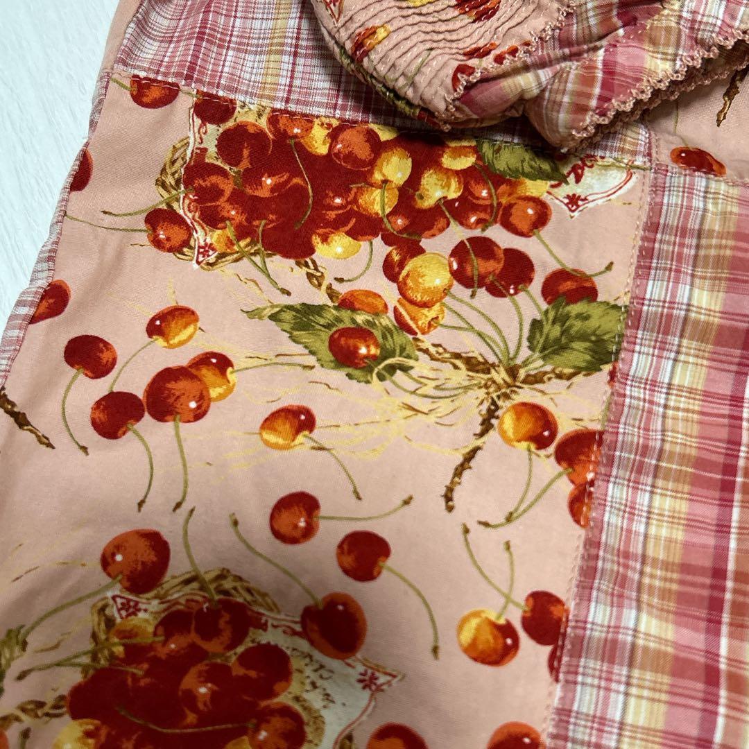 ピンクハウス　希少　パッチワーク　フード付きブラウス　チェリー　ピコフリルＰ11