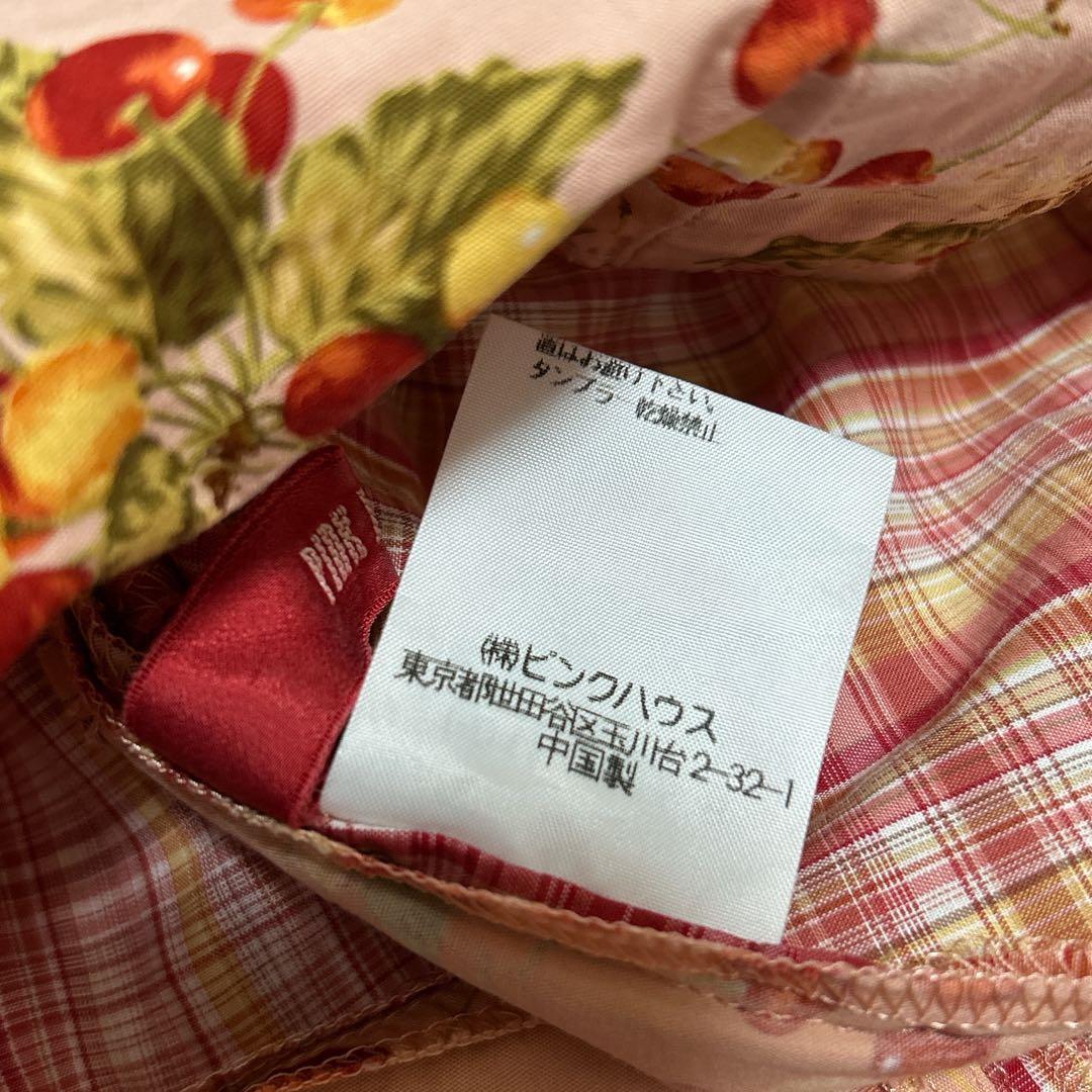 ピンクハウス　希少　パッチワーク　フード付きブラウス　チェリー　ピコフリルＰ11