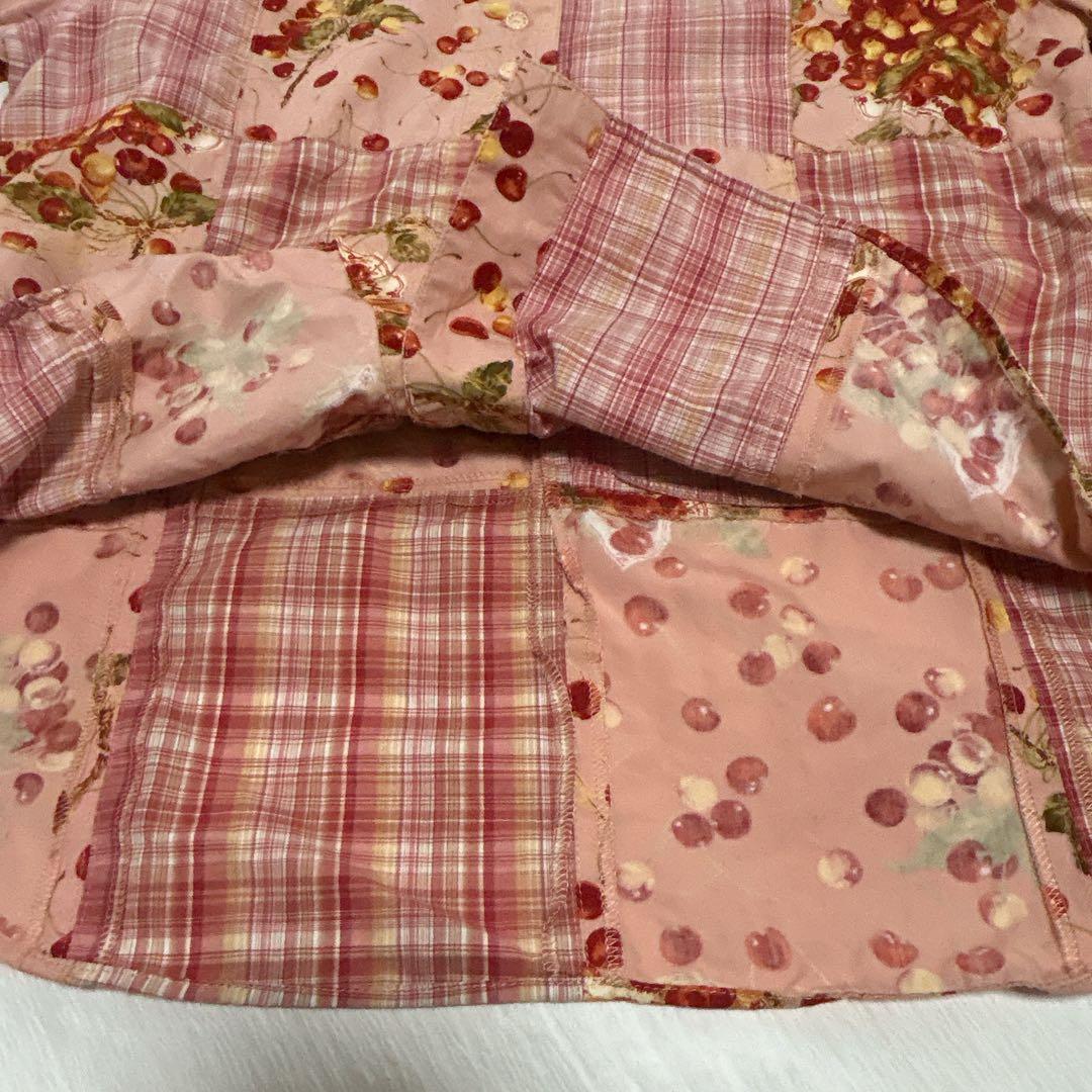 ピンクハウス　希少　パッチワーク　フード付きブラウス　チェリー　ピコフリルＰ11