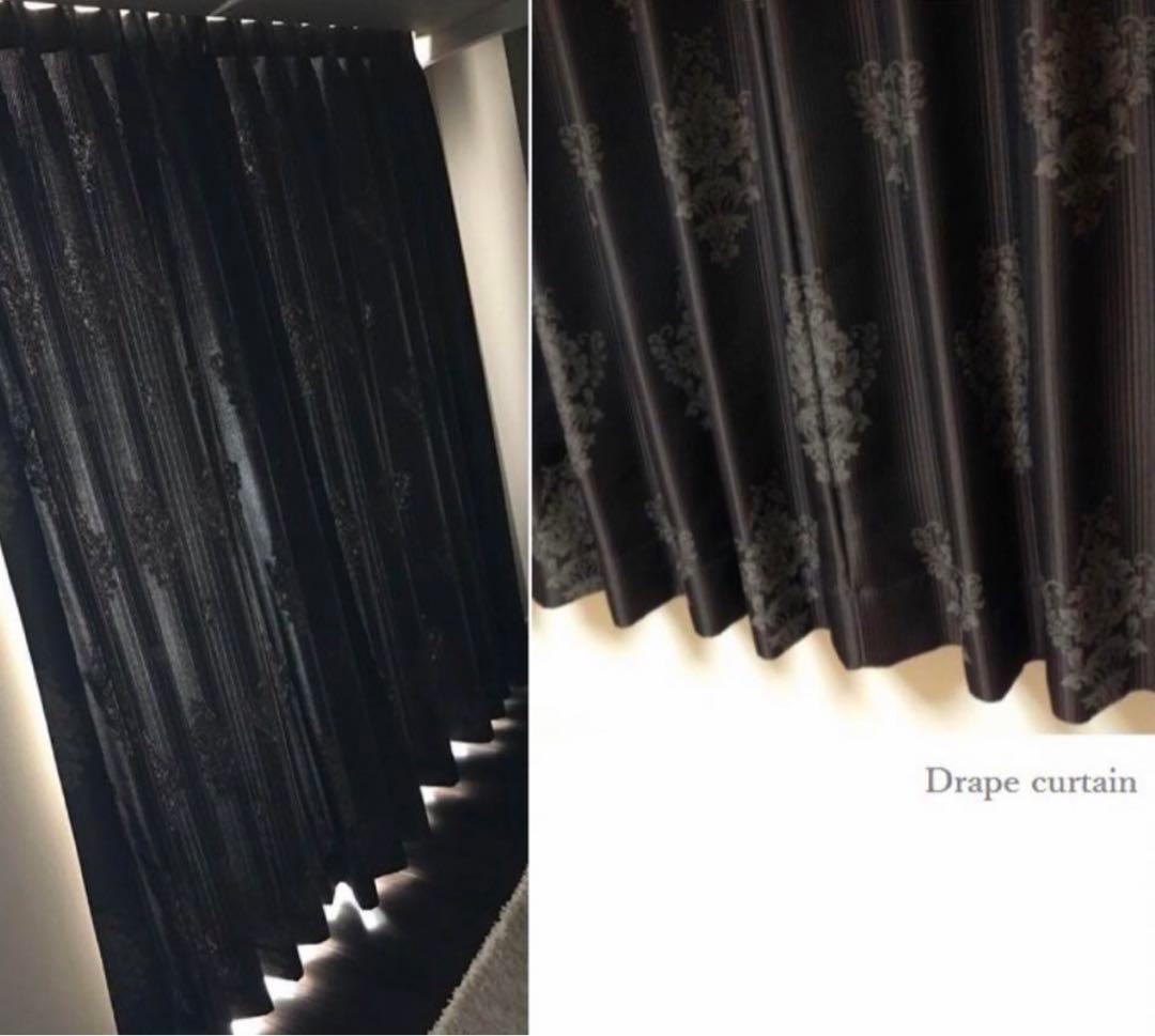 素敵な高級感 ドレープカーテン ダークブラウン