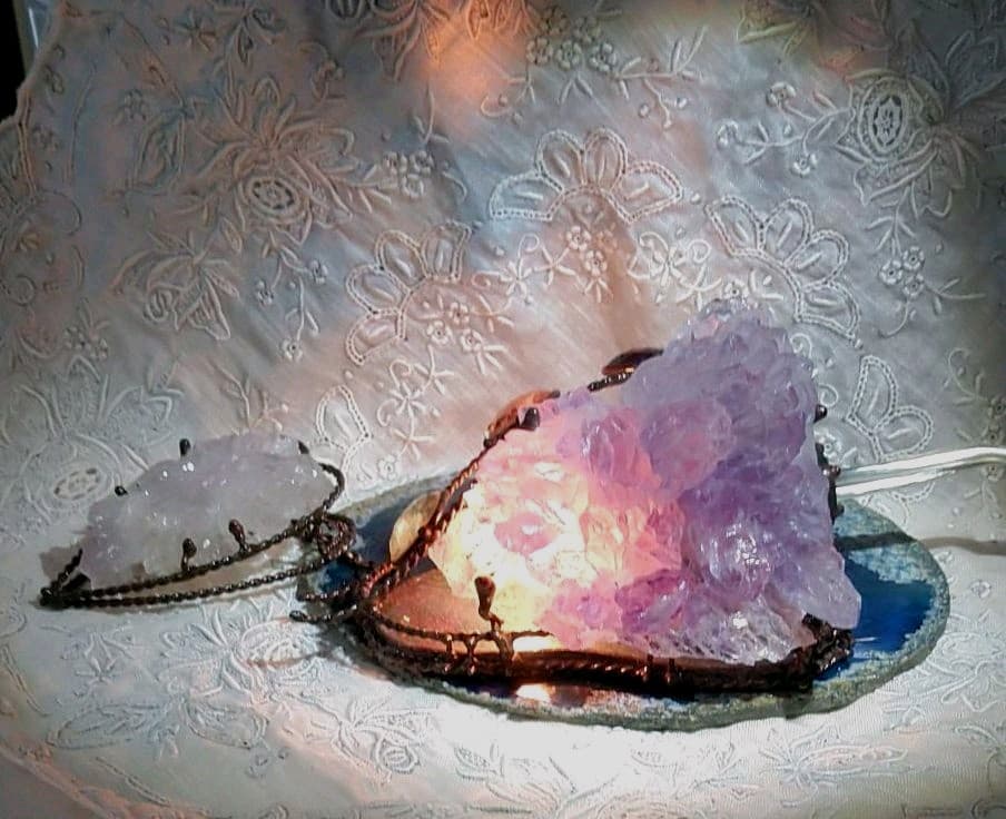 ♥天然石（フラワーアメジスト）のムードランプ