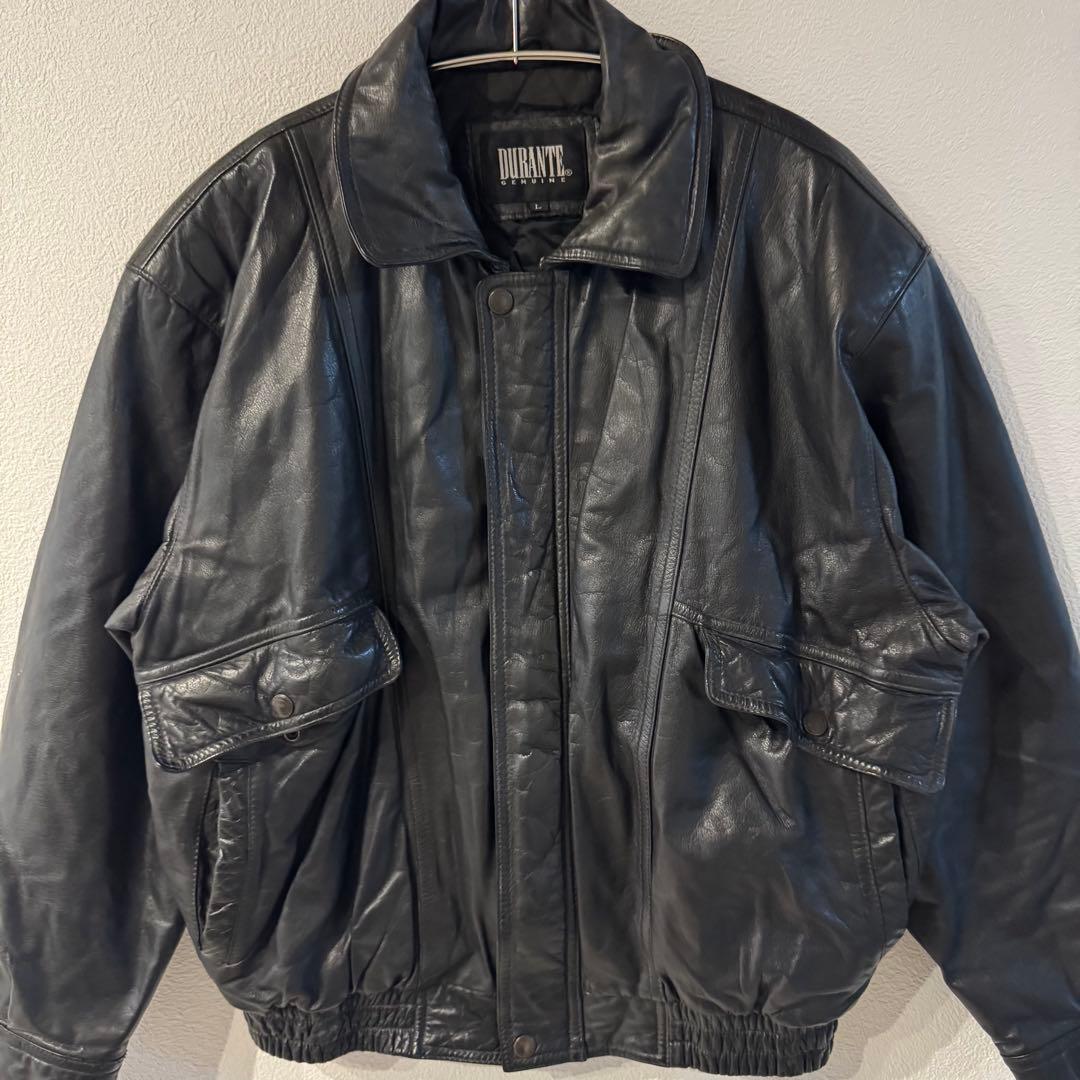 牛革　90s 本革レザー　ライダースジャケット　バイカー　ビンテージ　ブラック