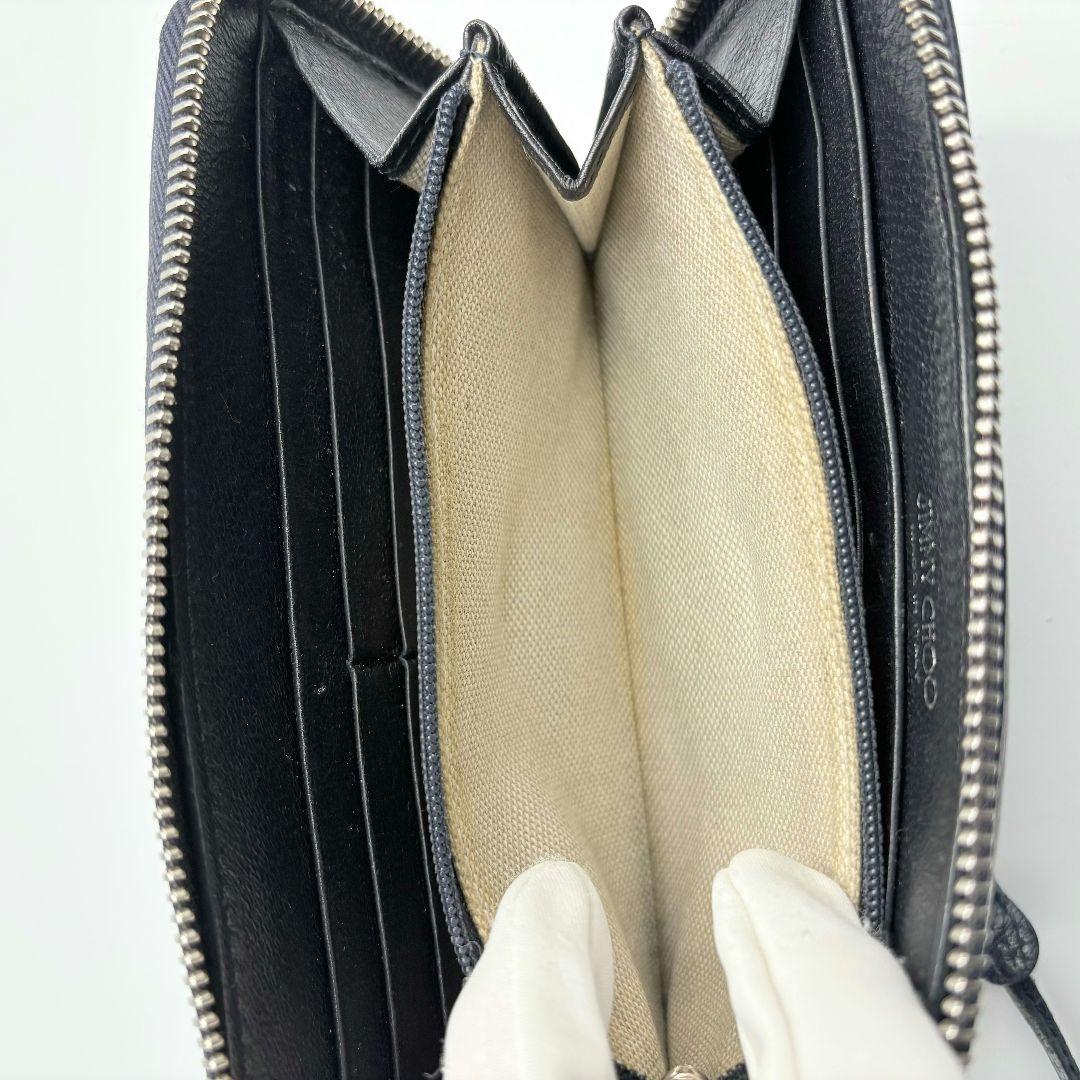 美品✨️ ジミーチュウ スター エンボス ラウンドファスナー 長財布 ネイビー