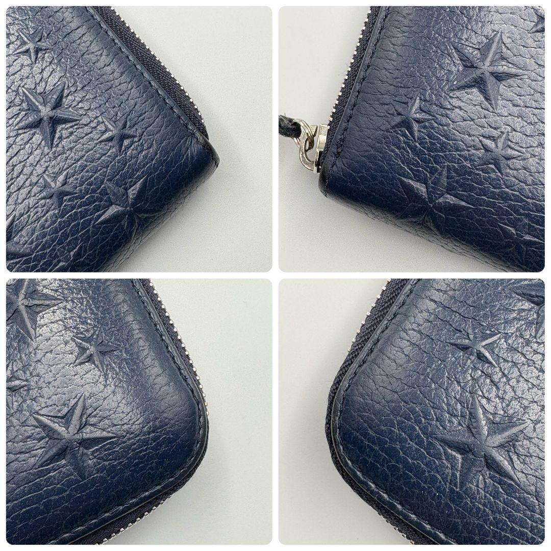 美品✨️ ジミーチュウ スター エンボス ラウンドファスナー 長財布 ネイビー