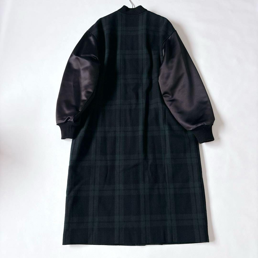 【ねこ刺繍】美品♡&ellecy ロングコート スタジャン ブラックウォッチ M