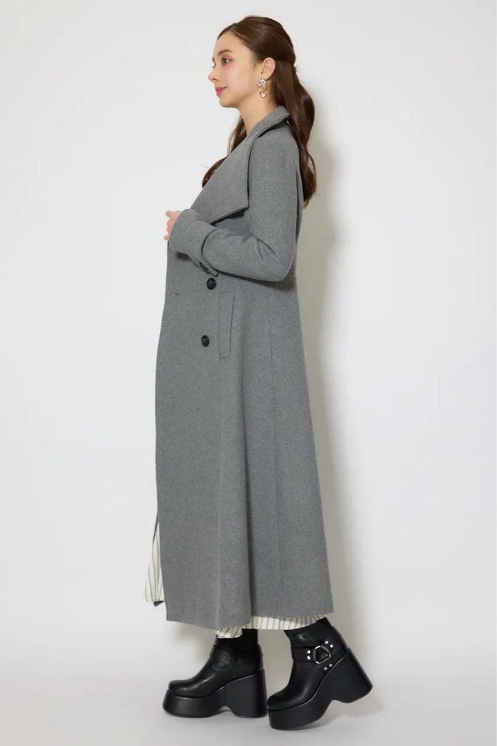25オーバーネックシンデレララインコート グレー
